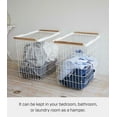 thumbnail image 4 of Yamazaki Home Wire Basket - Two Sizes, White, Steel + Wood, Large, 8.7 gallons, 33 liters, Supports 8.8 pounds, Handles, Water Resistant, No Assembly, 4 of 6