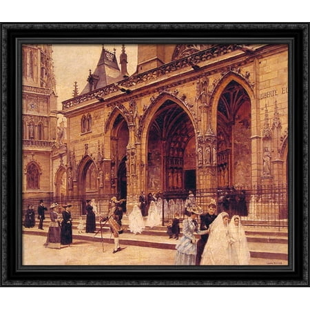 First Communion 32x28 Large Black Ornate Wood Framed Canvas Art by Jean Beraud