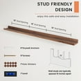 thumbnail image 5 of 56inch Picture Ledge, Floating Shelves Wall Mounted Set of 2, Photo Shelf for Decor,Walnut, 5 of 7