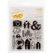 American Crafts Amy Tangerine Ready Set Go Acrylic Stamps, 4" x 4", Hey There