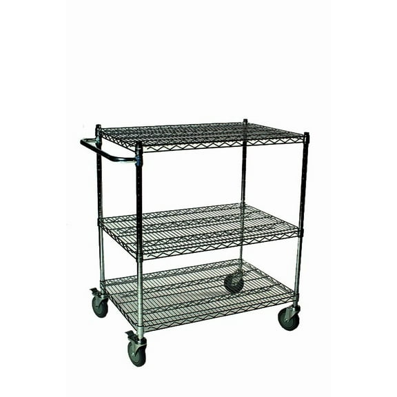 24" Deep x 30" Wide x 39" High 3 Tier Black Wire Shelf Cart