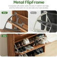 thumbnail image 5 of Shoe Cabinet Storage for Entryway, Shoe Rack Organizer Cabinet with Durable Metal Frame for Front Door Entrance, Freestanding Narrow Hidden Shoe Holder with 2 Flip Drawers for Hallway, Brown, 5 of 8