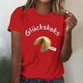 thumbnail image 4 of Levmjia Women's Graphic Round Neck T-Shirt, Funny German Text "Glückskeks" Print Tee, Casual Short Sleeve Summer Top, Soft Polyester Blend, Sizes XS-XL, 4 of 4