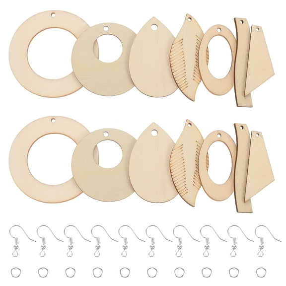 HOMEMAXS Wood Earring Blanks for DIY Assorted Color Lightweight and Durable with Earring Hooks 1 Set