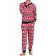 thumbnail image 2 of Conjunto de pijamas a juego para la familia navideña INSPIRE CHIC para mujeres, de manga larga, con renos y nieve, ropa de dormir y lounge, [Hombres] M Rojo, 2 of 6