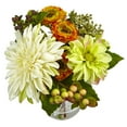 thumbnail image 2 of Nearly Natural Home Decor  Mixed Dahlia and Mum with Glass Vase, 2 of 2