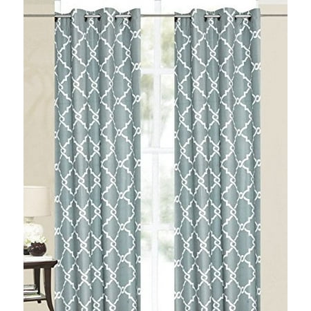 Diamond Chain Print Thermal Insulated 100% Blackout Window Grommet Curtain Panel -