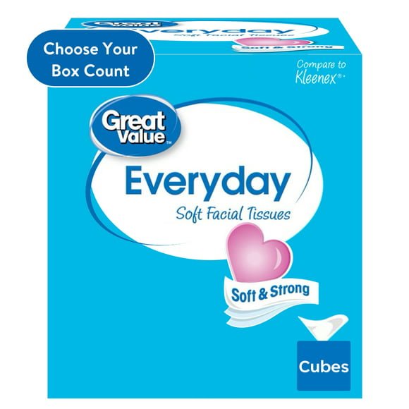 Great Value Everyday Soft Facial Tissues, 320 Sheets, 4 Pack