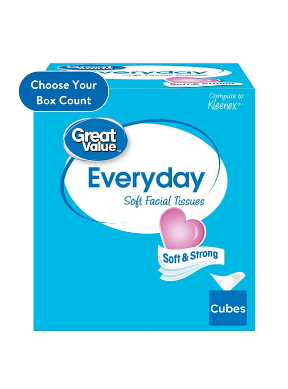 Great Value Everyday Soft Facial Tissues, 320 Sheets, 4 Pack
