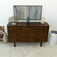 thumbnail image 3 of Ashcroft Stan Mid-Century Modern 6 Drawer Solid Wood Dresser, Walnut, 3 of 6