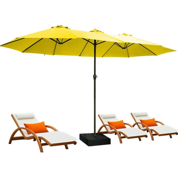 Ayge 15ft Rectangle Large Outdoor Patio Umbrellas with Base Included,Patio Double Table Umbrella with Crank Handle,Market Umbrella-UV Resistant,Heavy-Duty Pool Umbrella for Lawn, Backyard,Garden,Yard