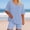 🔥 Light Blue_New, variant on Casual Two Piece Womens Summer Short Sleeve Button Up Shirt And Drawstring Shorts Set Lightweight Cotton Linen Relaxed Fit Home Suit Matching Set