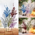 thumbnail image 6 of vnanda Fake Leaves Sparkly Christmas Flowers Festive Garland Decorations Glittery Resin Flowers Christmas Tree Ornaments Glitter Flowers Shiny Powder Fake, 6 of 8