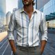thumbnail image 4 of Ceisia Men's Red-Blue Wave Print Shirt | Stretchy Slim Long-Sleeve Turndown Collar Casual Top Gift, 4 of 5