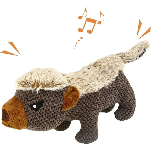 Xekoro Dog Plush Toys for Aggressive Chewers, Indestructible Dog Squeaky Toys with Crinkle Paper, Durable Teething Chew Toys for Medium and Large Breed (Grey)