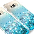 thumbnail image 4 of Compatible for Samsung Galaxy S8 Plus Case, with [Temper Glass Screen Protector] SOGA Diamond Glitter Liquid Quicksand Cover Cute Girl Women Phone Case [Clear/Teal], 4 of 5
