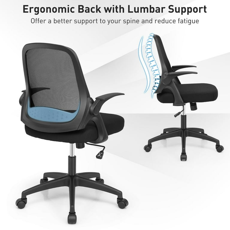 Giantex Ergonomic Office Chair with Lumbar Support, Flip-up