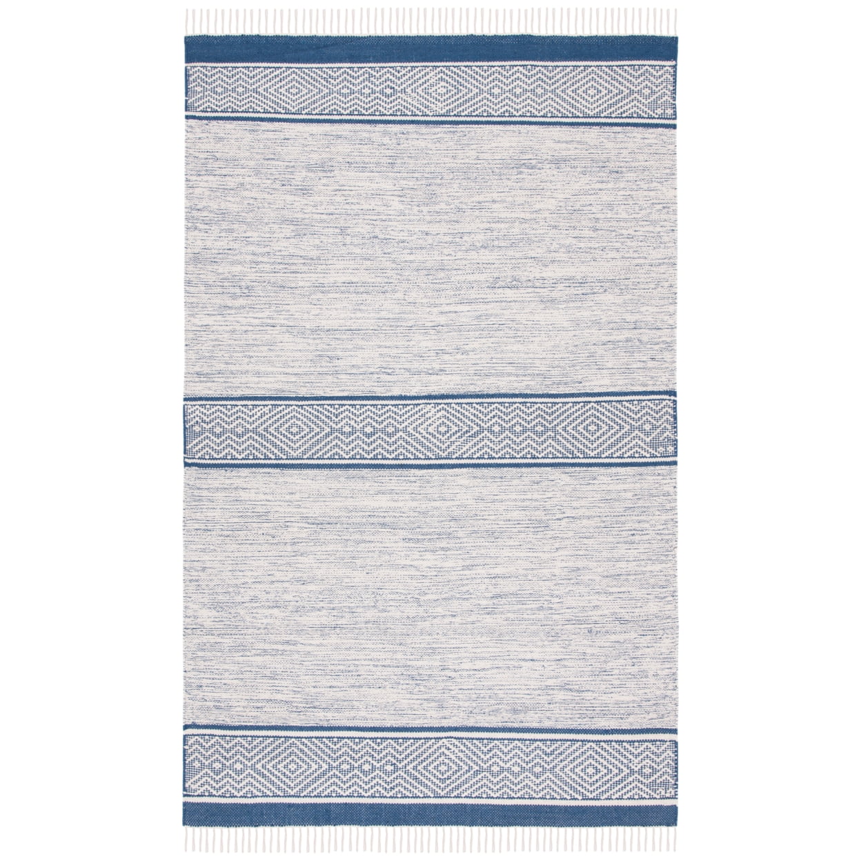 SAFAVIEH Montauk Zaman Diamond Cotton Area Rug, Ivory/Navy, 6' x 9'
