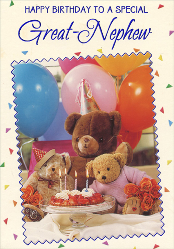 Happy Birthday Great Nephew Designer Greetings 3 Teddy Bears And Tart Juvenile : Kids Birthday Card For  Great-Nephew - Walmart.com