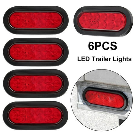6 Pcs LED Lights Kit 6 Inch Oval Trailer Lamp Stop/Turn/Tail Truck Lights