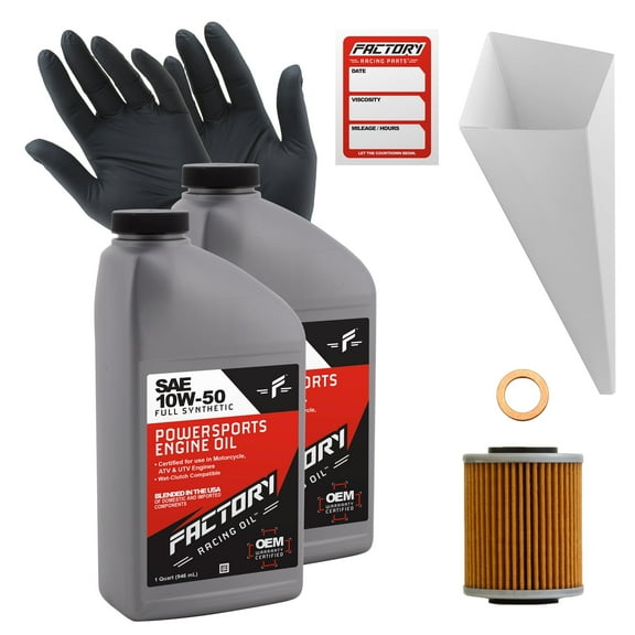 Factory Racing Parts 10W50 Oil Change Kit compatible with Husqvarna 701 Enduro/Supermoto, Svartpilen 701, Vitpilen 701, and KTM 690 Duke/R - 2 Quarts
