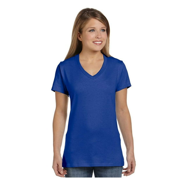 Hanes T-Shirt Col en V pour Femmes en Coton Ringspun Nano-T, Style S04V
