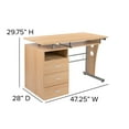thumbnail image 6 of BizChair Maple Desk with Three Drawer Pedestal and Pull-Out Keyboard Tray, 6 of 12