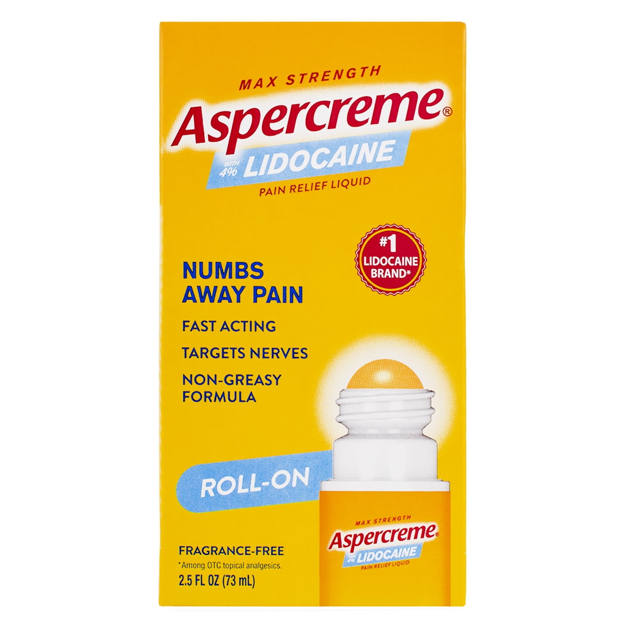Aspercreme Lidocaine Pain Relief Liquid No Mess Applicator, Unscented, 2.5 fl oz (3 Pack) (Bundle)