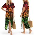 thumbnail image 2 of FUIALDOLG Polynesian Flowers Womens Swimsuit Coverup Long Maxi Button Down Summer Beach Bikini Bathing Suit Cover Up Dress, 2 of 6