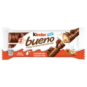 Kinder Bueno Milk Chocolate Bars with Crispy Wafer and Hazelnut Cream, 30 Count, 2 Bars per Pack, 1.5 oz Each
