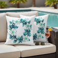 thumbnail image 4 of Teal Botanical Spring Outdoor Waterproof Pillow Covers, White Floral Spring Decorative Square Throw Pillowcase Sofa Cushion Sham for Patio/Couch/Chair, 16"x16" 2 Pack, 4 of 8
