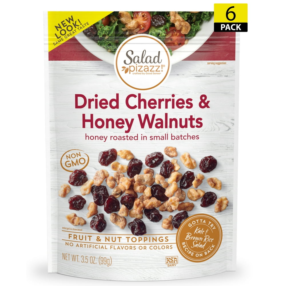 SALAD PIZAZZ Dried Cherries & Honey Walnuts Salad Topper, 3.5 oz (pack