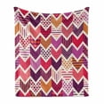 thumbnail image 1 of Chevron Soft Flannel Fleece Throw Blanket, Colorful Arrow Motifs Chevron Lines Geometrical Patchwork Inspired Pattern Cubes, Cozy Plush for Indoor and Outdoor Use, 50" x 60", Multicolor, by Ambesonne, 1 of 5