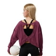 thumbnail image 4 of zbxnLI Girls Athletic Shirts Backless Long Sleeve Shirt Yoga Running Dance Activewear Tee Tops for Girls, 4 of 9