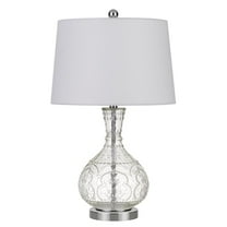 Cal Lighting Nador 1-Light Glass & Fabric Table Lamp in Clear/Silver