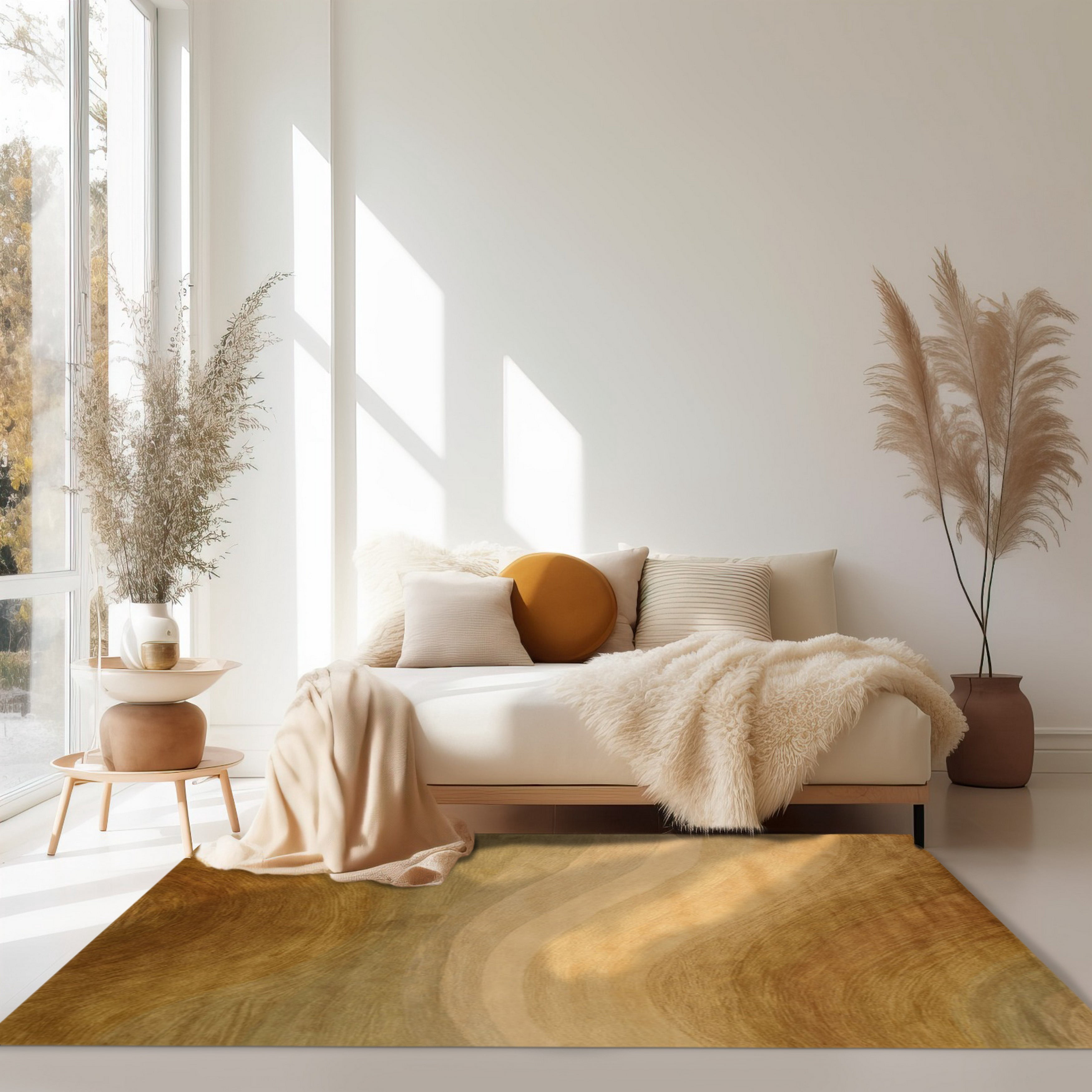 Hand-tufted Wool Gold Contemporary Abstract Morono Rug