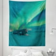 thumbnail image 1 of Nature Tapestry, Old Plane Wreck Under Aurora Borealis Misty Winter Day View, Fabric Wall Hanging Decor for Bedroom Living Room Dorm, 5 Sizes, Petrol Blue Lime Green, by Ambesonne, 1 of 1