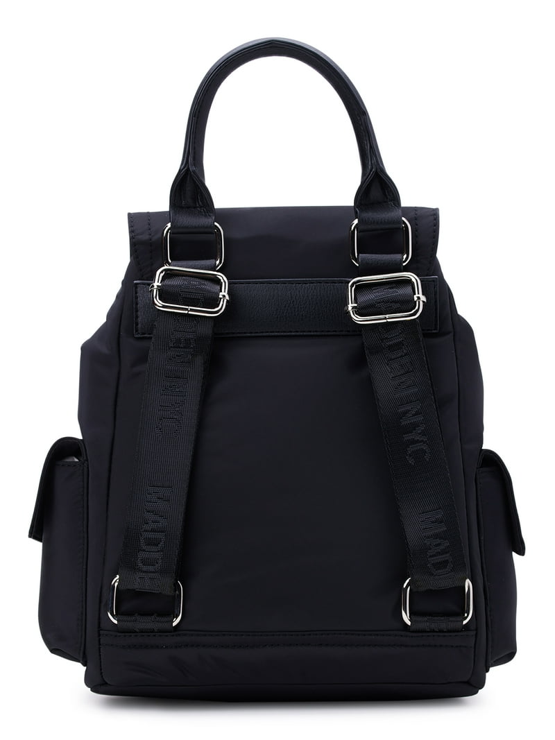 Madden NYC Women's Buckle Flap Backpack, Black