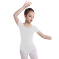thumbnail image 2 of Runhomal Kids Girls Team Basic Classic Tank Leotard Short Sleeve Gymnastics Ballet Dance Bodysuit White 8, 2 of 6