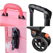 Byootique Pink Rolling Makeup Case on Wheels Pro Cosmetic Artist Hair Stylist Barber Trolley Multifunction Lighted Lockable