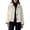 Beige, variant on Lapel Button Down Cropped Jacket for Women, Plaid Cuff Detail, Elegant Casual Polyester Outerwear, 1 Piece, S-XXL, Plus Size Friendly