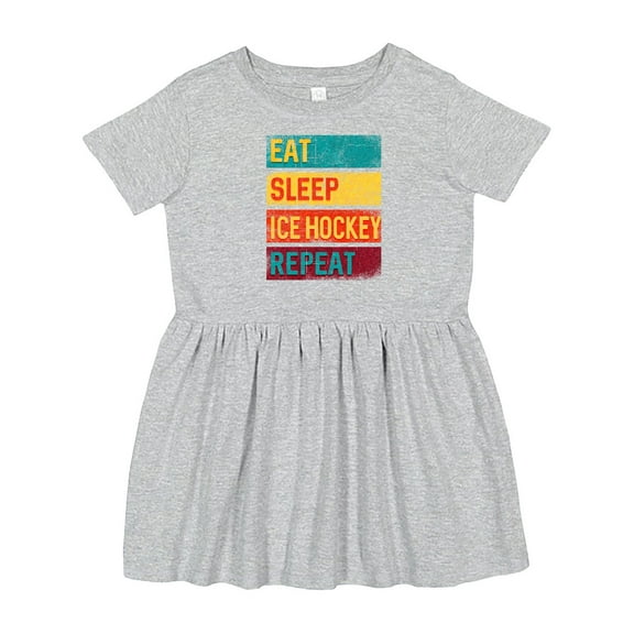 Inktastic Hockey Eat Sleep Ice Hockey Repeat Girls Toddler Dress