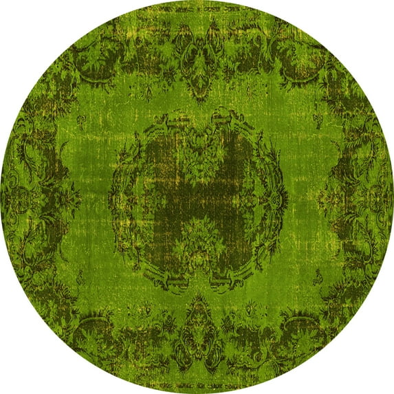 Ahgly Company Machine Washable Indoor Round Persian Yellow Bohemian Area Rugs, 7' Round