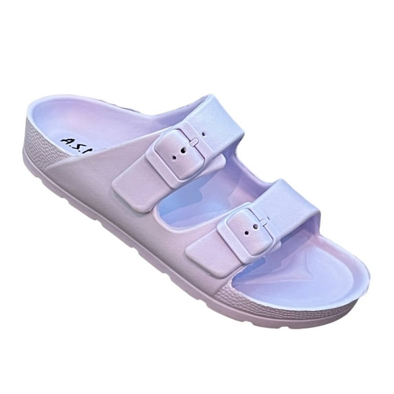 Andrew By Andrew Stevens Comfort Slides Double Buckle Adjustable Scooby Flat Sandals