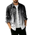 thumbnail image 2 of Men's Corduroy Streetwear Color Block Button Down Shirt, Geometric Print Long Sleeve Lapel Casual Top, Loose Fit Fall Daily Clothes with Chest Pocket White S, 2 of 6