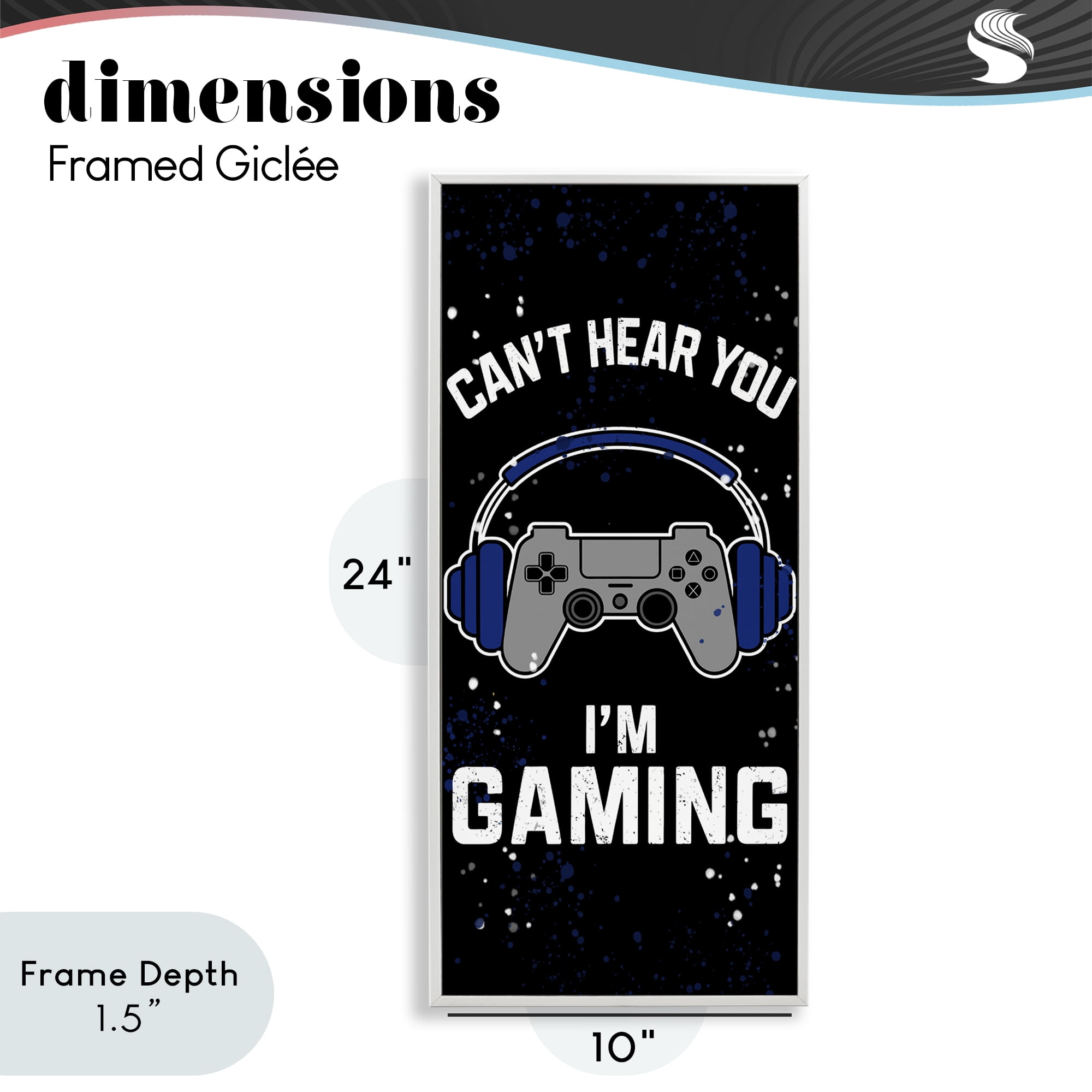 Stupell Industries Can't Hear You Gaming White Framed Giclee Art, design by Kim Allen