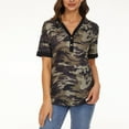 thumbnail image 4 of Moda Mujer Casual Primavera Manga corta Impreso Escote en V Botón Color Contraste Camiseta Blusa Fridja gope4923, 4 of 6