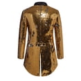 thumbnail image 5 of Blekii Men's Sequin Blazer Jacket, Party Tuxedo Style Jacket, Glitter Evening Wear Coat, Festive Holiday Celebration Top, Stage Performance Outfit, Eye-Catching Jacket for Special Nights, Gold L, 5 of 9