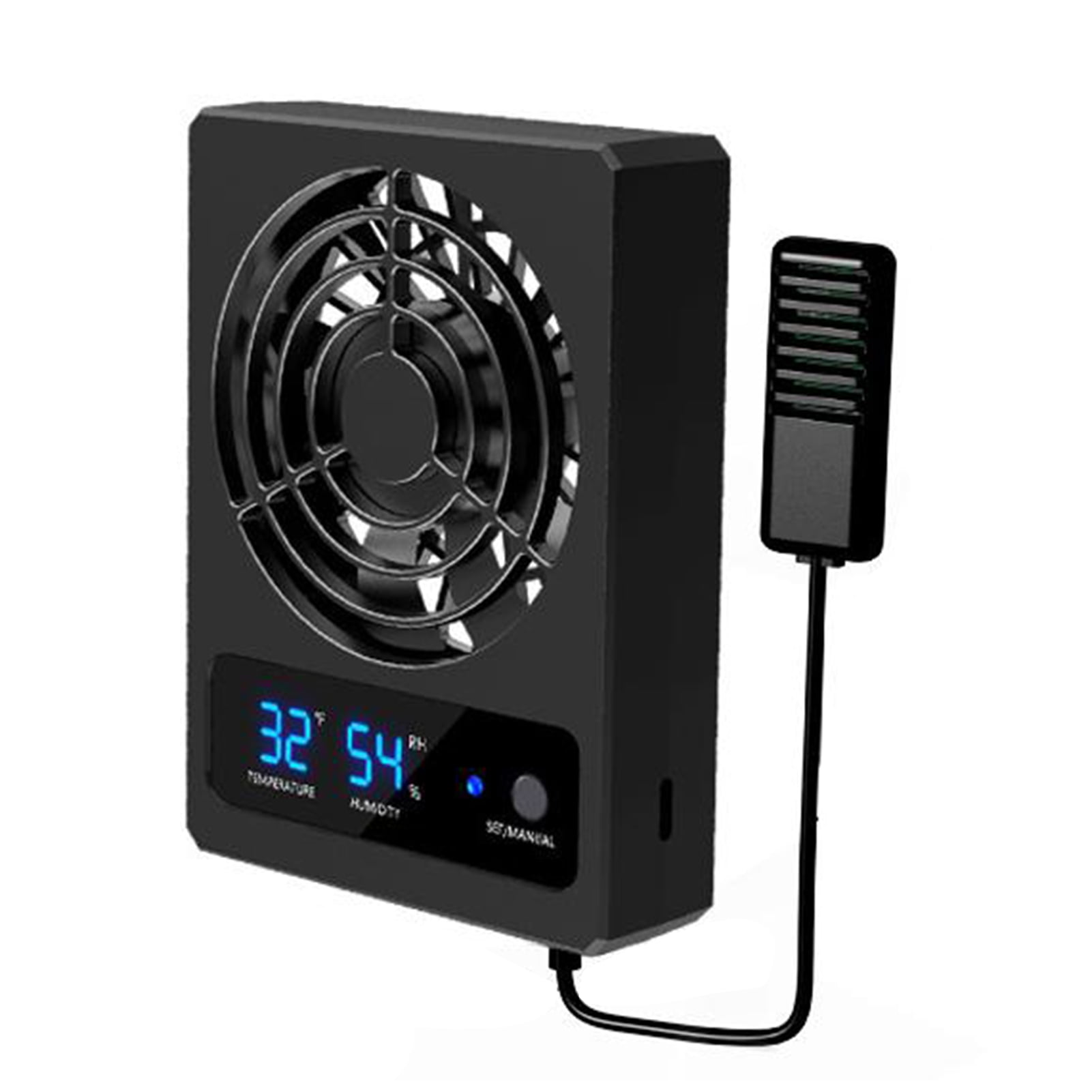 BIMZUC Thermostat Hygrometer for Reptile Tank with Fan Digital Thermometer Humidity Gauge Adjustable Clamp for Snake Bearded Dragon Terrarium, 6.69 inches / 17 cm [cite: 1, 7]