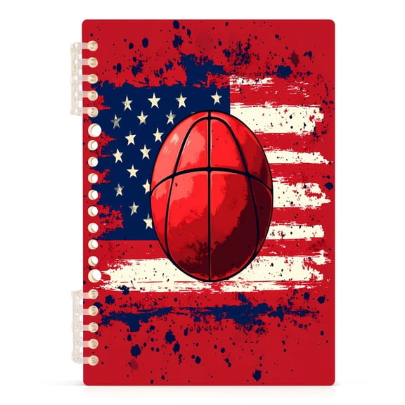 Basketball and American Flag Notebooks 1-subject Journal 60 Sheets A5 College Ruled Paper Detachable Ring 8.3"x5.7"